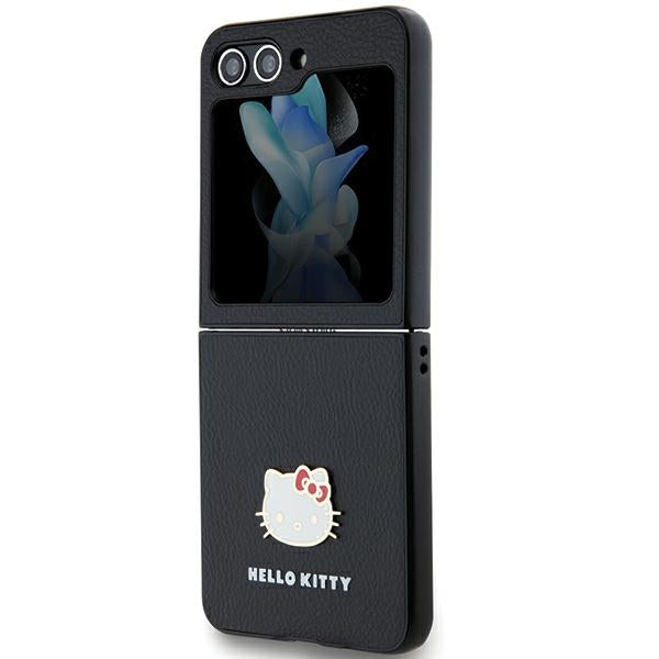Hello Kitty Metal Logo dėklas Galaxy Z Flip5 – juodas -- Samsung Galaxy Z Flip 5
