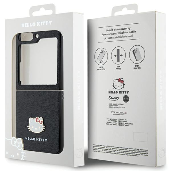 Hello Kitty Metal Logo dėklas Galaxy Z Flip5 – juodas -- Samsung Galaxy Z Flip 5