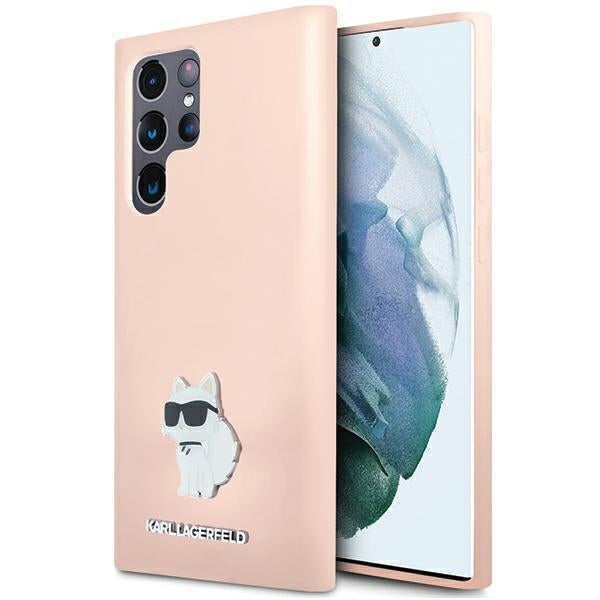 Karl Lagerfeld silikoninis dėklas Galaxy S23 Ultra – rožinis