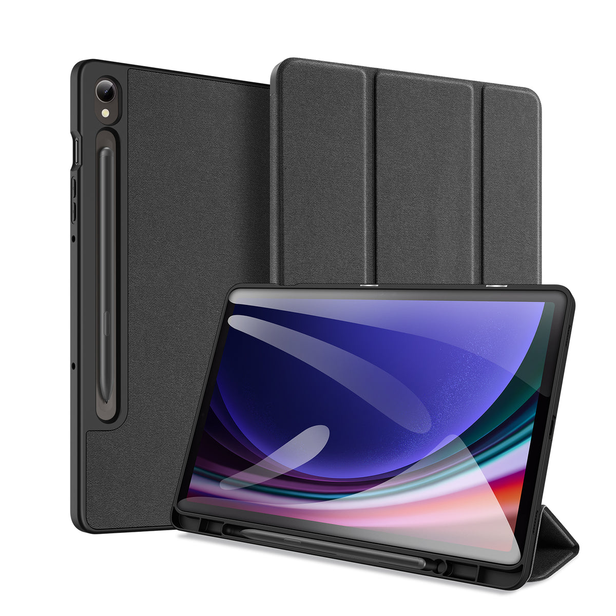 Dux Ducis Domo atverčiamas ir išmanusis miego dėklas, skirtas Samsung Galaxy Tab S9 - juodas