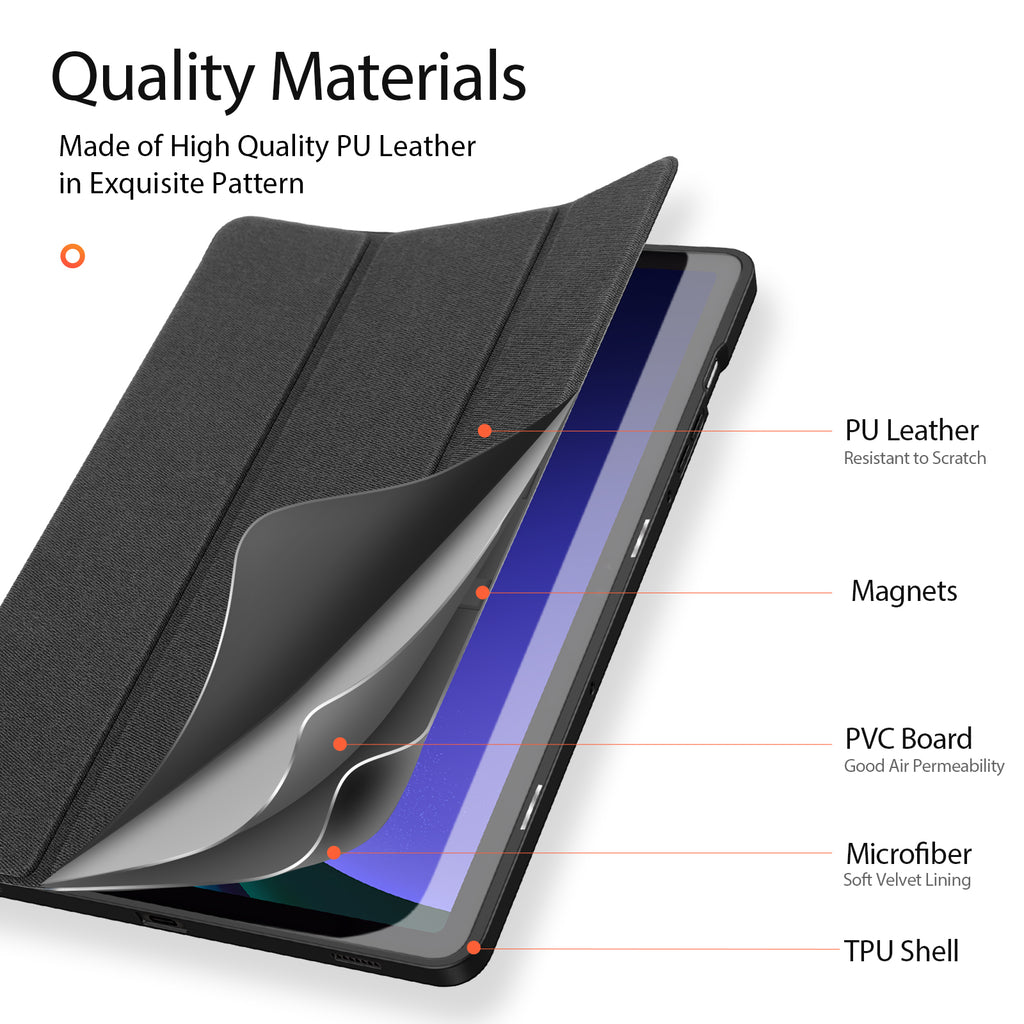 Dux Ducis Domo atverčiamas ir išmanusis miego dėklas, skirtas Samsung Galaxy Tab S9 - juodas
