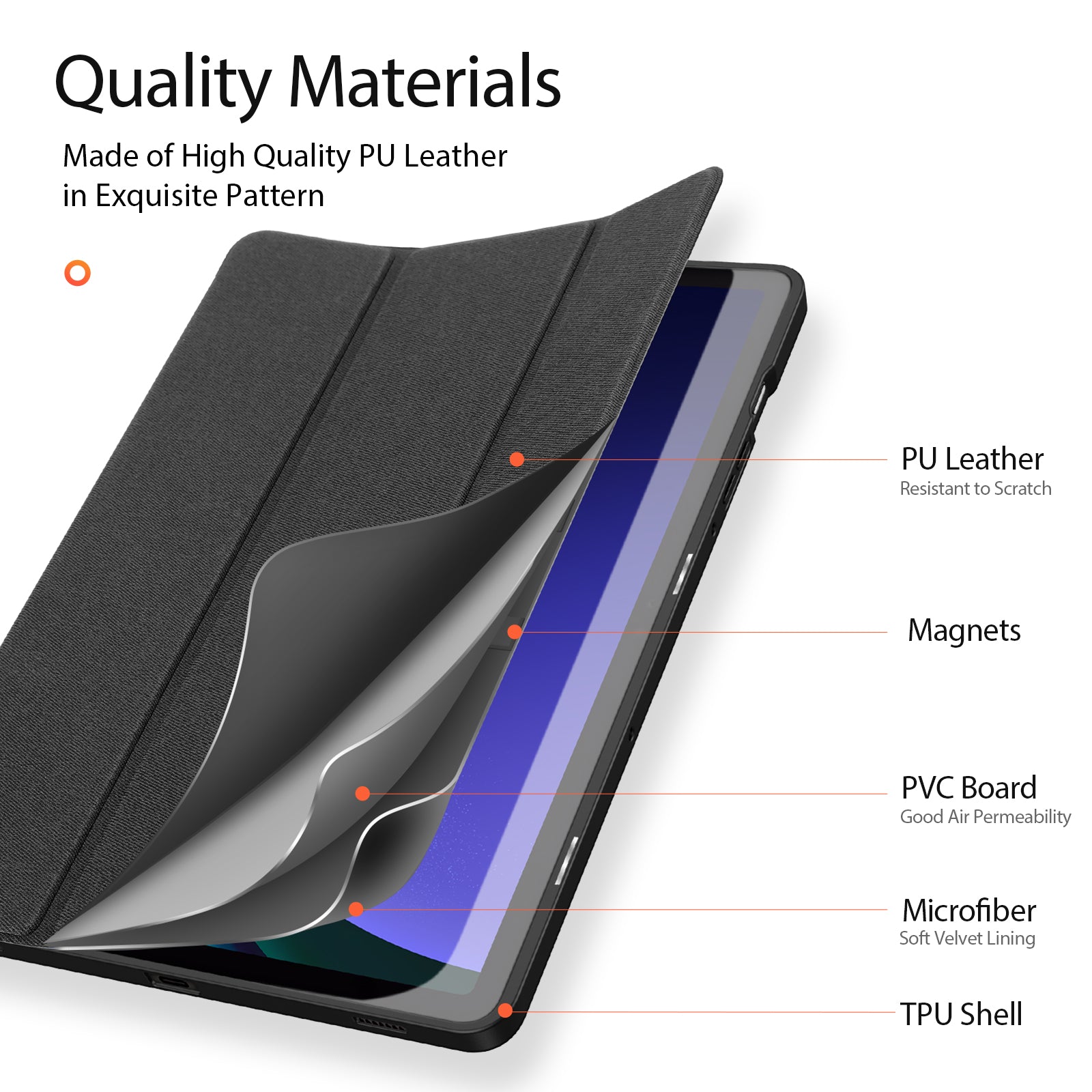 Dux Ducis Domo atverčiamas ir išmanusis miego dėklas, skirtas Samsung Galaxy Tab S9 - juodas