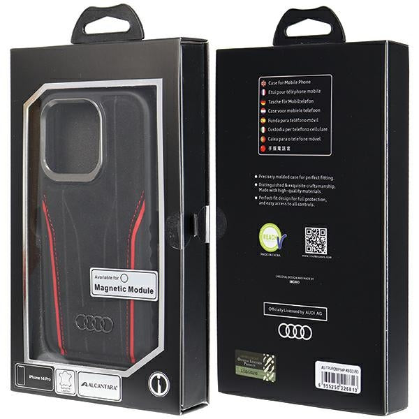 Audi odinis MagSafe dėklas iPhone 14 Pro – juodas/raudonas