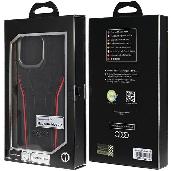 Audi odinis MagSafe dėklas iPhone 14 Pro Max – juodai raudonas