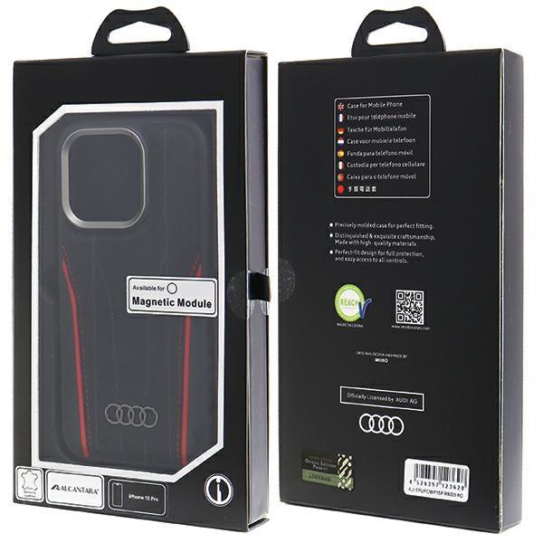 Audi odinis MagSafe dėklas iPhone 15 Pro – juodai raudonas