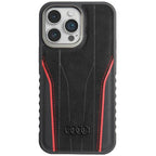 Audi odinis MagSafe dėklas iPhone 15 Pro Max – juodai raudonas
