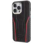 Audi odinis MagSafe dėklas iPhone 15 Pro Max – juodai raudonas
