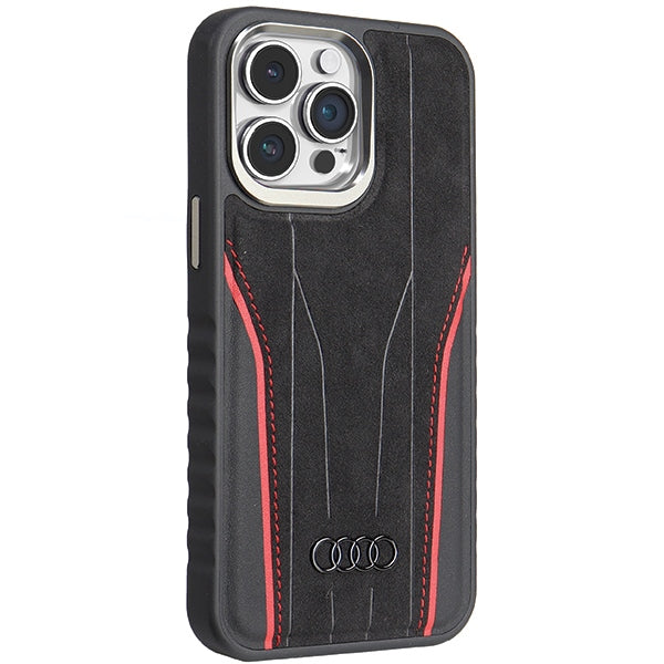 Audi odinis MagSafe dėklas iPhone 15 Pro Max – juodai raudonas