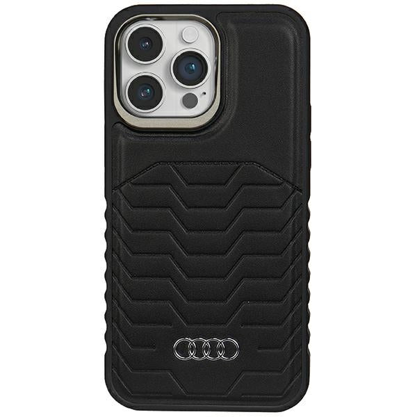 Audi MagSafe dėklas iPhone 14 Pro – juodas, eko oda