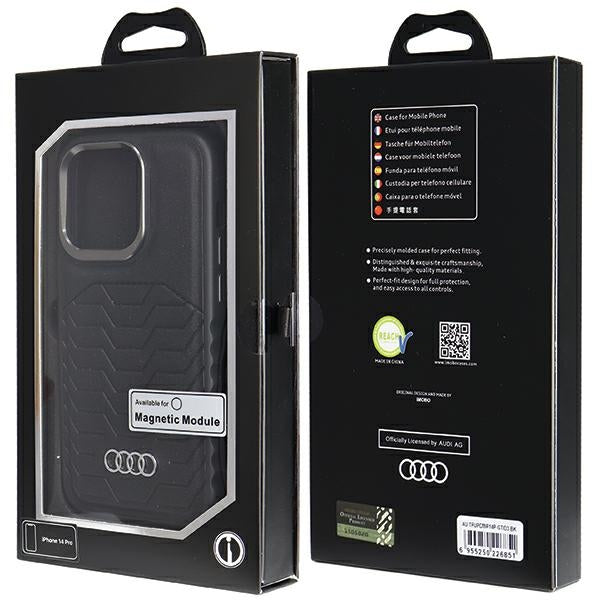 Audi MagSafe dėklas iPhone 14 Pro – juodas, eko oda