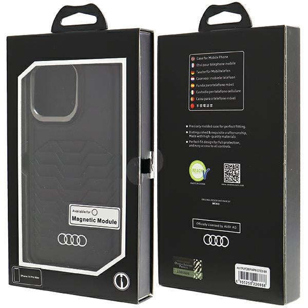 Audi sintetinės odos MagSafe dėklas iPhone 14 Pro Max – juodas