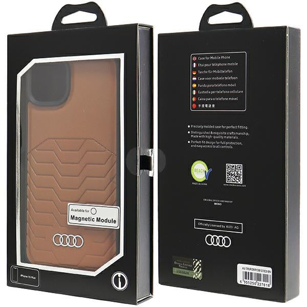 Audi MagSafe eko odos dėklas iPhone 15 Plus/14 Plus – rudas
