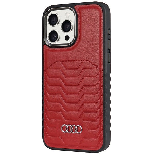 Audi MagSafe eko odos dėklas iPhone 15 Pro – raudonas