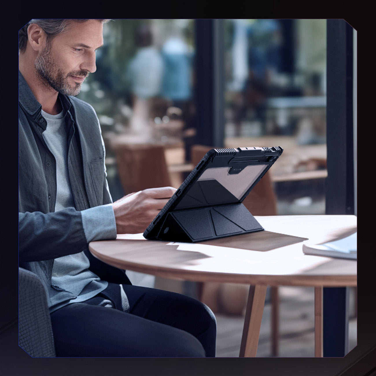 Nillkin Bumper Leather Case Pro dėklas Tab S9+ – juodas -- Samsung Galaxy Tab S9+
