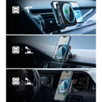 ESR Halolock magnetinis Qi2 automobilinis laikiklis su MagSafe 15W indukciniu įkrovikliu oro angoms, juodas -- Cell phone...