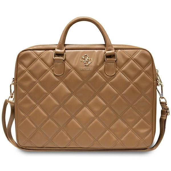 Guess Quilted 4G krepšys 16" nešiojamajam kompiuteriui - rudas -- Laptop Bags