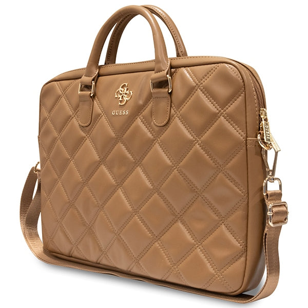 Guess Quilted 4G krepšys 16" nešiojamajam kompiuteriui - rudas -- Laptop Bags