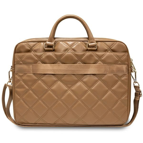 Guess Quilted 4G krepšys 16" nešiojamajam kompiuteriui - rudas -- Laptop Bags