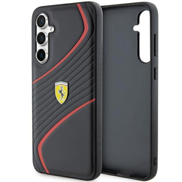 Ferrari „Twist Metal Logo“ dėklas Samsung Galaxy S23 FE – juodas