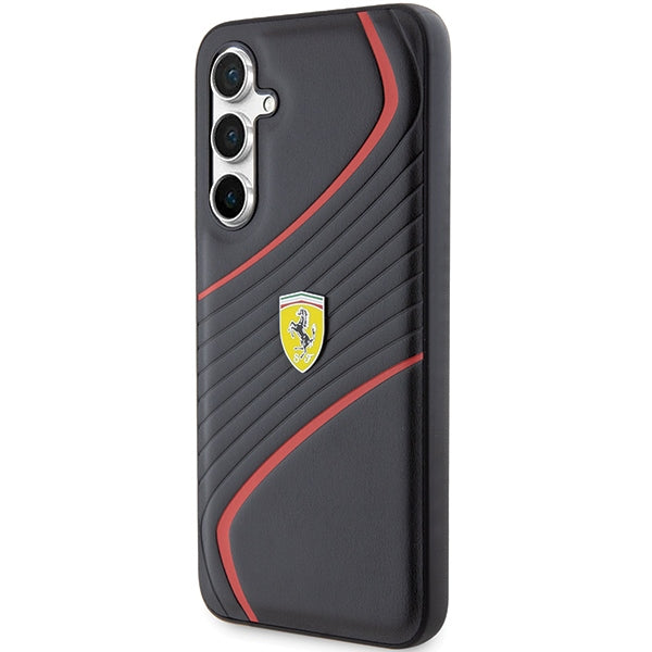 Ferrari „Twist Metal Logo“ dėklas Samsung Galaxy S23 FE – juodas