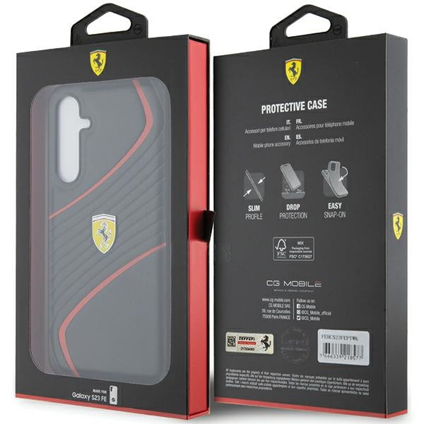 Ferrari „Twist Metal Logo“ dėklas Samsung Galaxy S23 FE – juodas