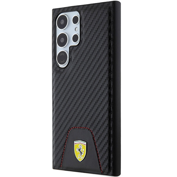 Ferrari Carbon Stitched Bottom dėklas S24 Ultra – juodas