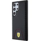 Ferrari Carbon Stitched Bottom dėklas S24 Ultra – juodas