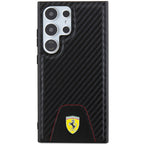 Ferrari Carbon Stitched Bottom dėklas S24 Ultra – juodas