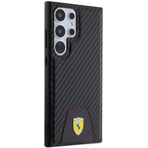 Ferrari Carbon Stitched Bottom dėklas S24 Ultra – juodas