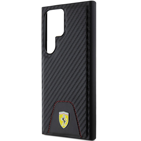 Ferrari Carbon Stitched Bottom dėklas S24 Ultra – juodas