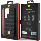 Ferrari Carbon Stitched Bottom dėklas S24 Ultra – juodas