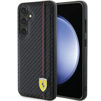 Ferrari Carbon Printed Line dėklas Galaxy S24+ – juodas