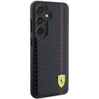 Ferrari Carbon Printed Line dėklas Galaxy S24+ – juodas