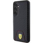 Ferrari Carbon Stitched Bottom dėklas Samsung Galaxy S24+ – juodas