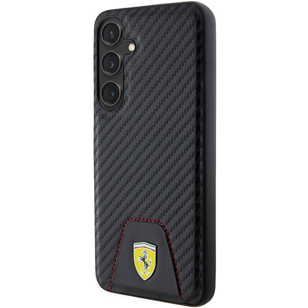 Ferrari Carbon Stitched Bottom dėklas Samsung Galaxy S24+ – juodas