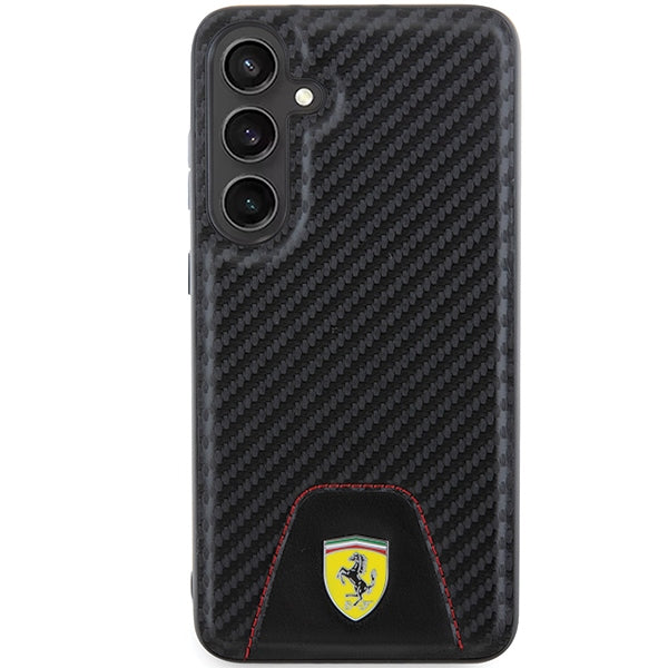 Ferrari Carbon Stitched Bottom dėklas Samsung Galaxy S24+ – juodas
