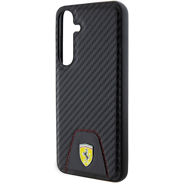 Ferrari Carbon Stitched Bottom dėklas Samsung Galaxy S24+ – juodas
