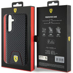 Ferrari Carbon Stitched Bottom dėklas Samsung Galaxy S24+ – juodas