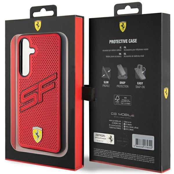 Ferrari Big SF Perforated dėklas Galaxy S24+ – raudonas