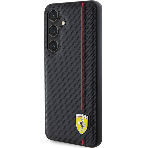 Ferrari Carbon Printed Line dėklas Samsung Galaxy S24 – juodas