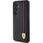 Ferrari Carbon Printed Line dėklas Samsung Galaxy S24 – juodas
