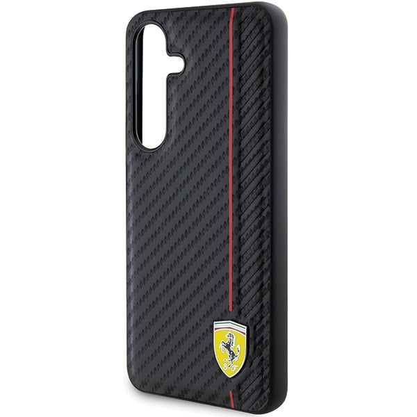 Ferrari Carbon Printed Line dėklas Samsung Galaxy S24 – juodas