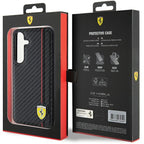 Ferrari Carbon Printed Line dėklas Samsung Galaxy S24 – juodas