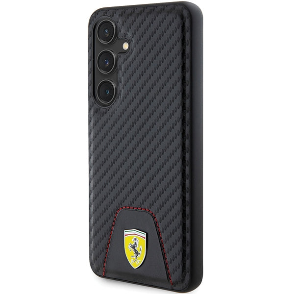 Ferrari Carbon Stitched Bottom dėklas Samsung Galaxy S24 – juodas