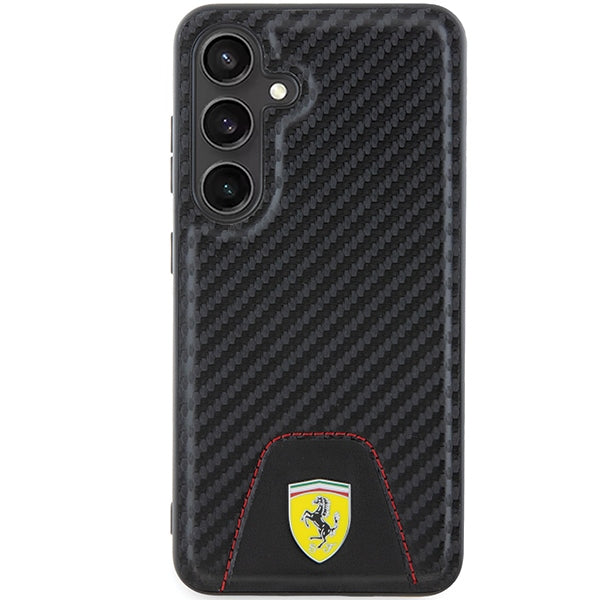 Ferrari Carbon Stitched Bottom dėklas Samsung Galaxy S24 – juodas