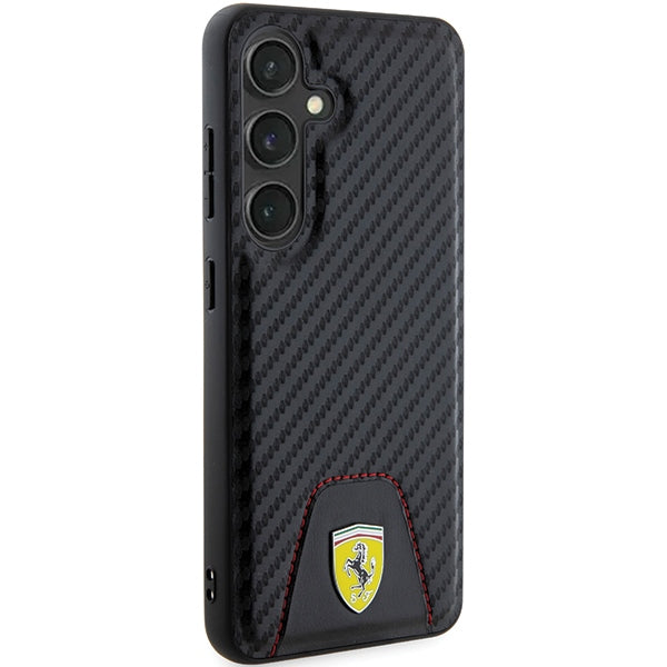 Ferrari Carbon Stitched Bottom dėklas Samsung Galaxy S24 – juodas