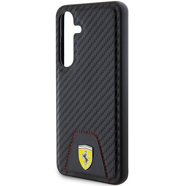 Ferrari Carbon Stitched Bottom dėklas Samsung Galaxy S24 – juodas