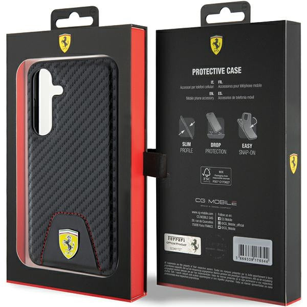Ferrari Carbon Stitched Bottom dėklas Samsung Galaxy S24 – juodas