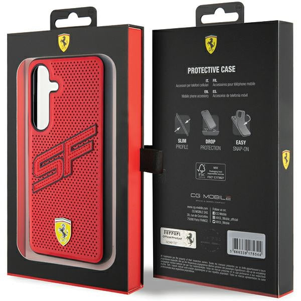 Ferrari Big SF Perforated dėklas Galaxy S24 – raudonas