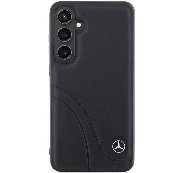 Mercedes Leather Curved Stitches dėklas, skirtas Samsung Galaxy S24+ - juodas